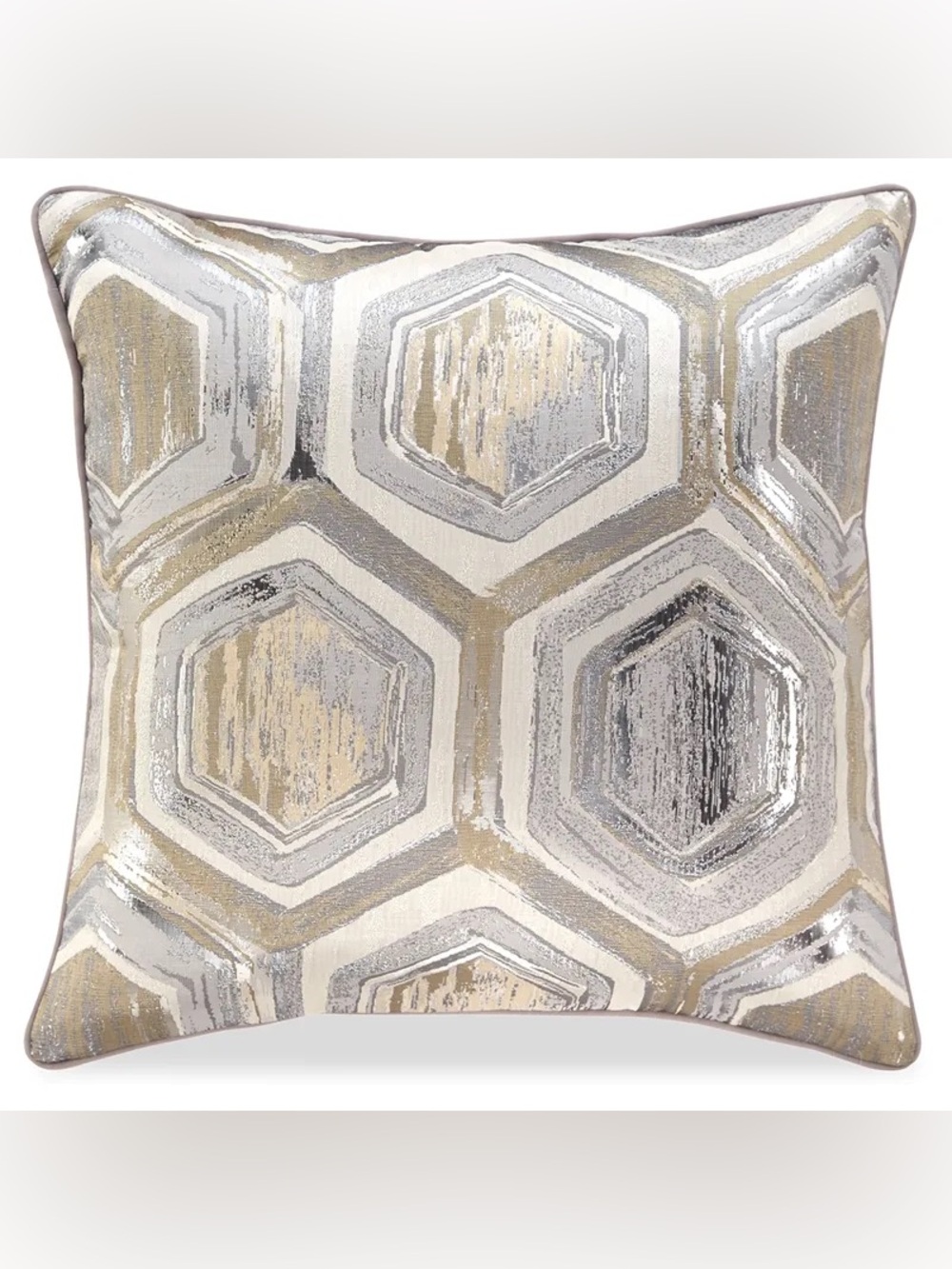 Ashley Meiling Metallic Geometric 20x20 Throw Pillow Silver Gold